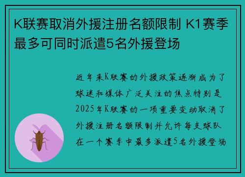 K联赛取消外援注册名额限制 K1赛季最多可同时派遣5名外援登场 K联赛取消外援注册名额限制 K1赛季最多可同时派遣5名外援登场